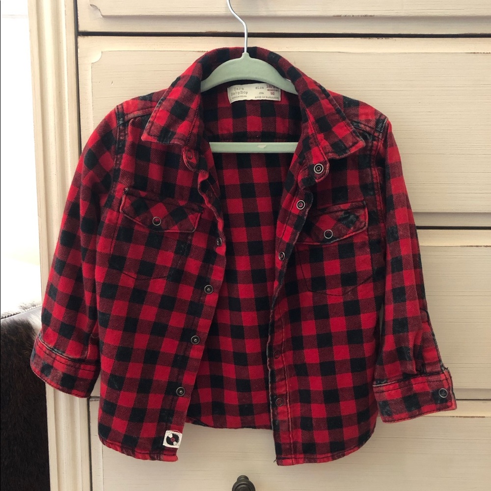 Zara Baby Buffalo Plaid button down